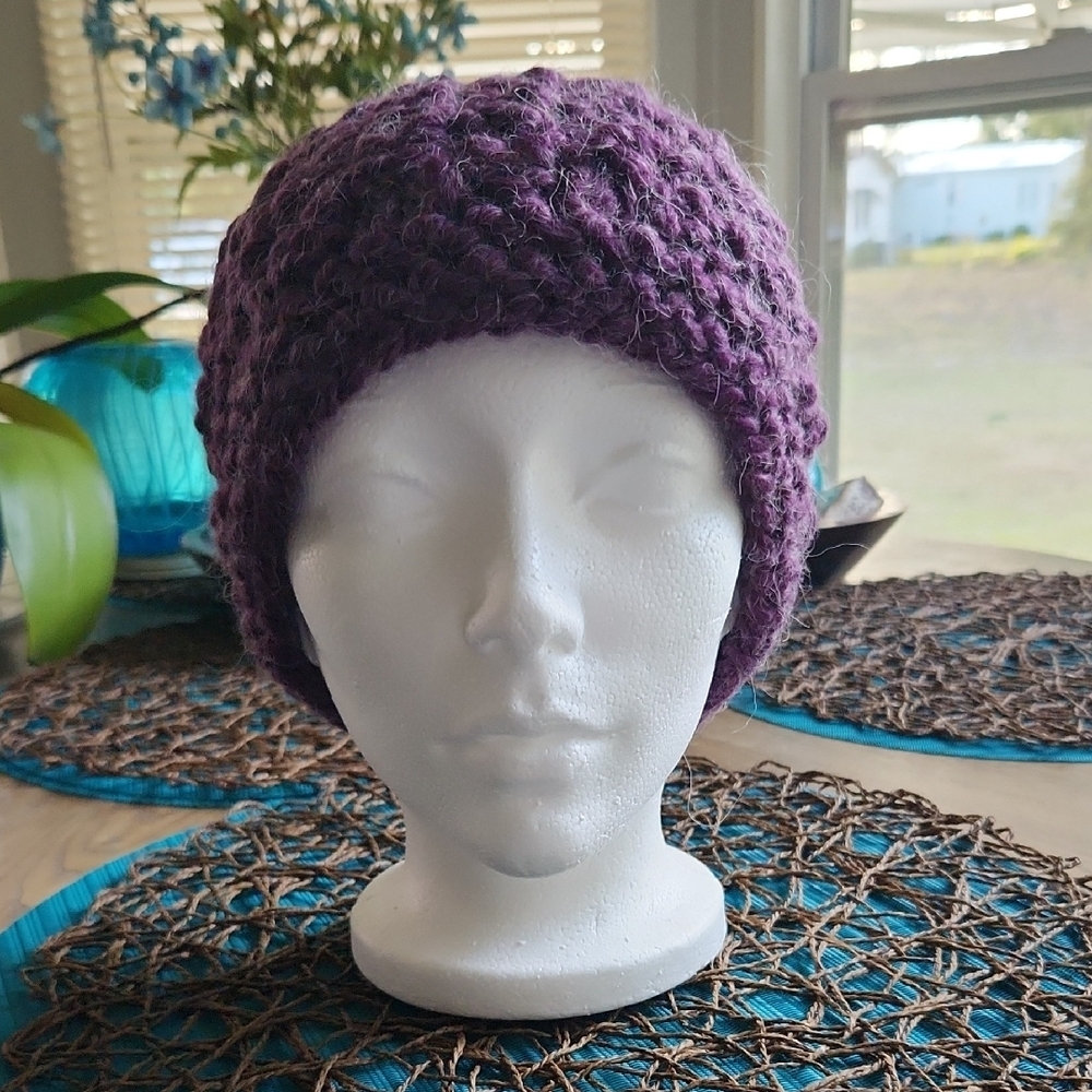 Handmade Purple Knit Beanie
